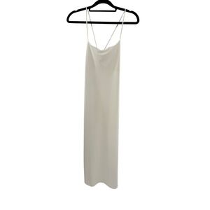 H&M Divided White Slip Dress Maxi Spaghetti Straps Tie Back Women